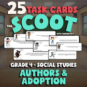 Authors & Adoption SCOOT TASK CARDS Socials Game - No Prep Grade 4 Review