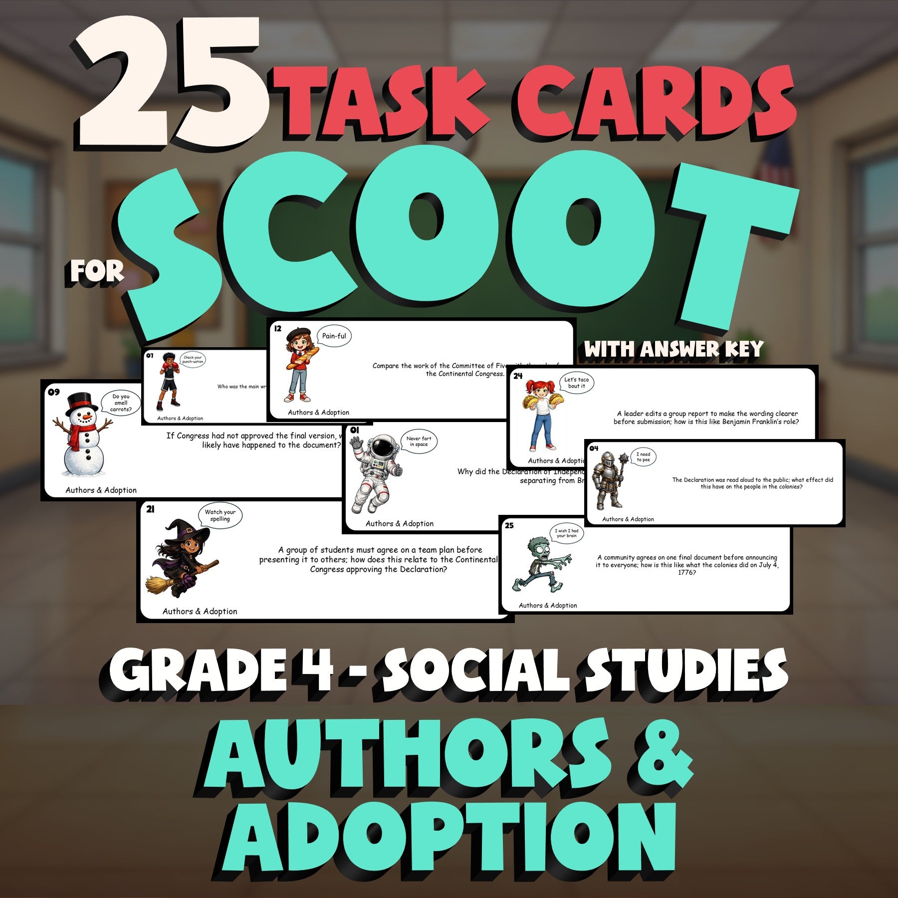 Authors & Adoption SCOOT TASK CARDS Socials Game - No Prep Grade 4 Review