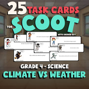 Climate vs Weather SCOOT TASK CARDS Science Game - No Prep Grade 4 Review