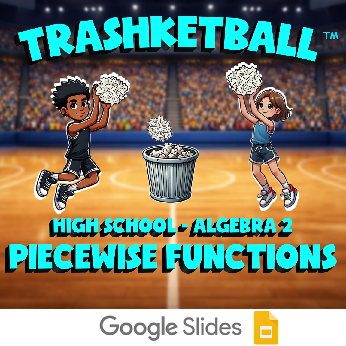 Piecewise Functions TRASHKETBALL Math Game - No Prep Algebra 2 Review Activity