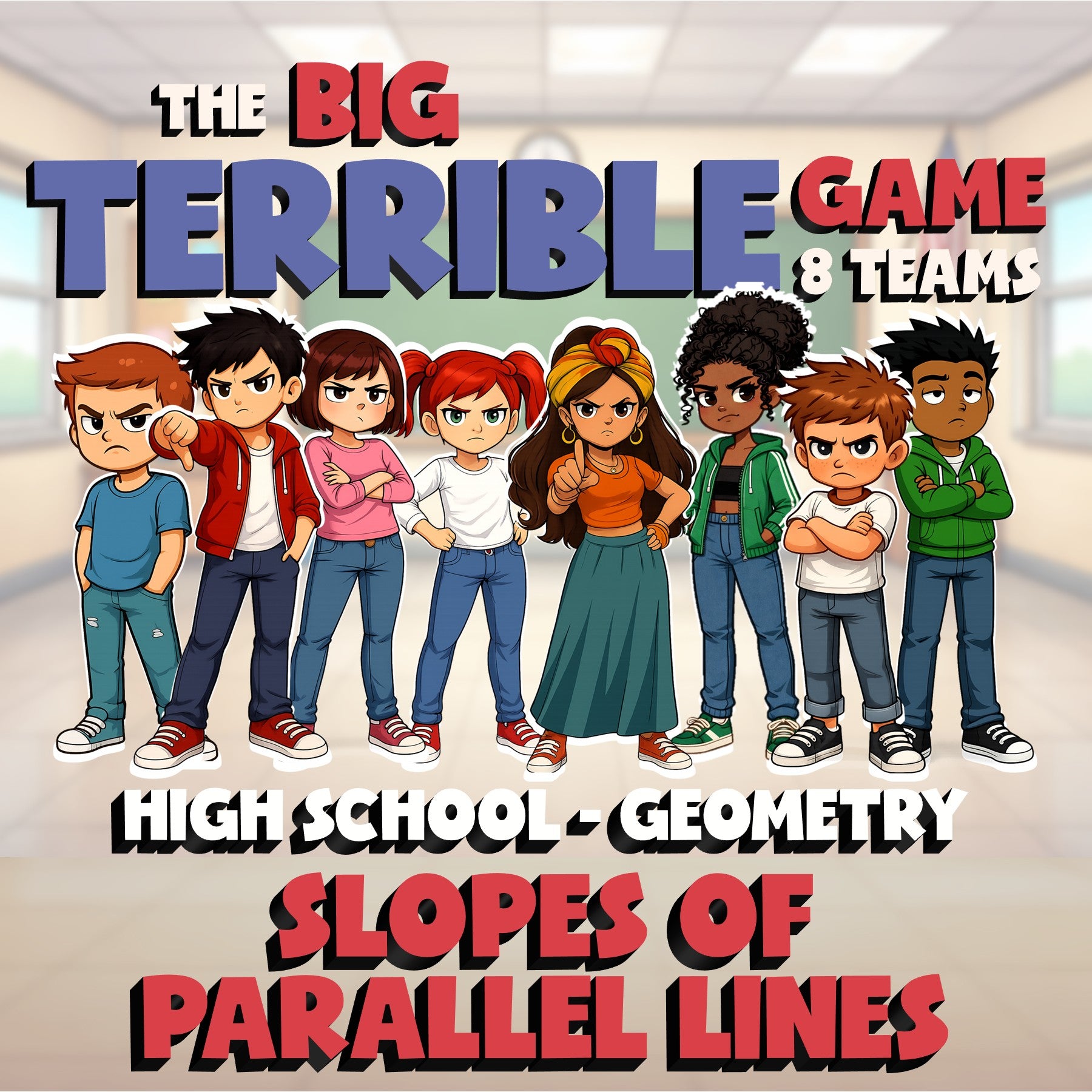 Slopes of Parallel Lines BIG TERRIBLE GAME - No Prep Geometry Math Review