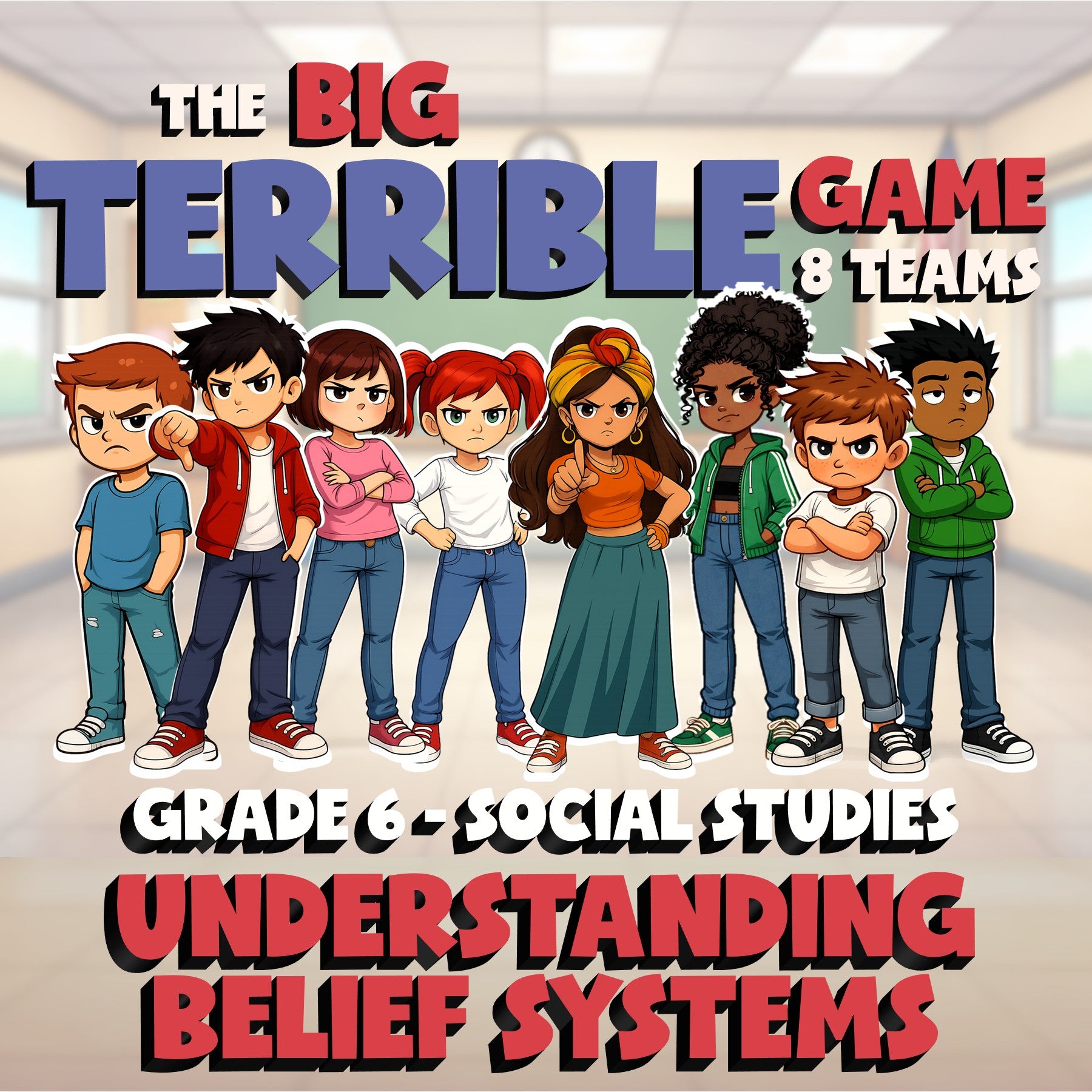Understanding Belief Systems BIG TERRIBLE GAME - No Prep Grade 6 Socials Review