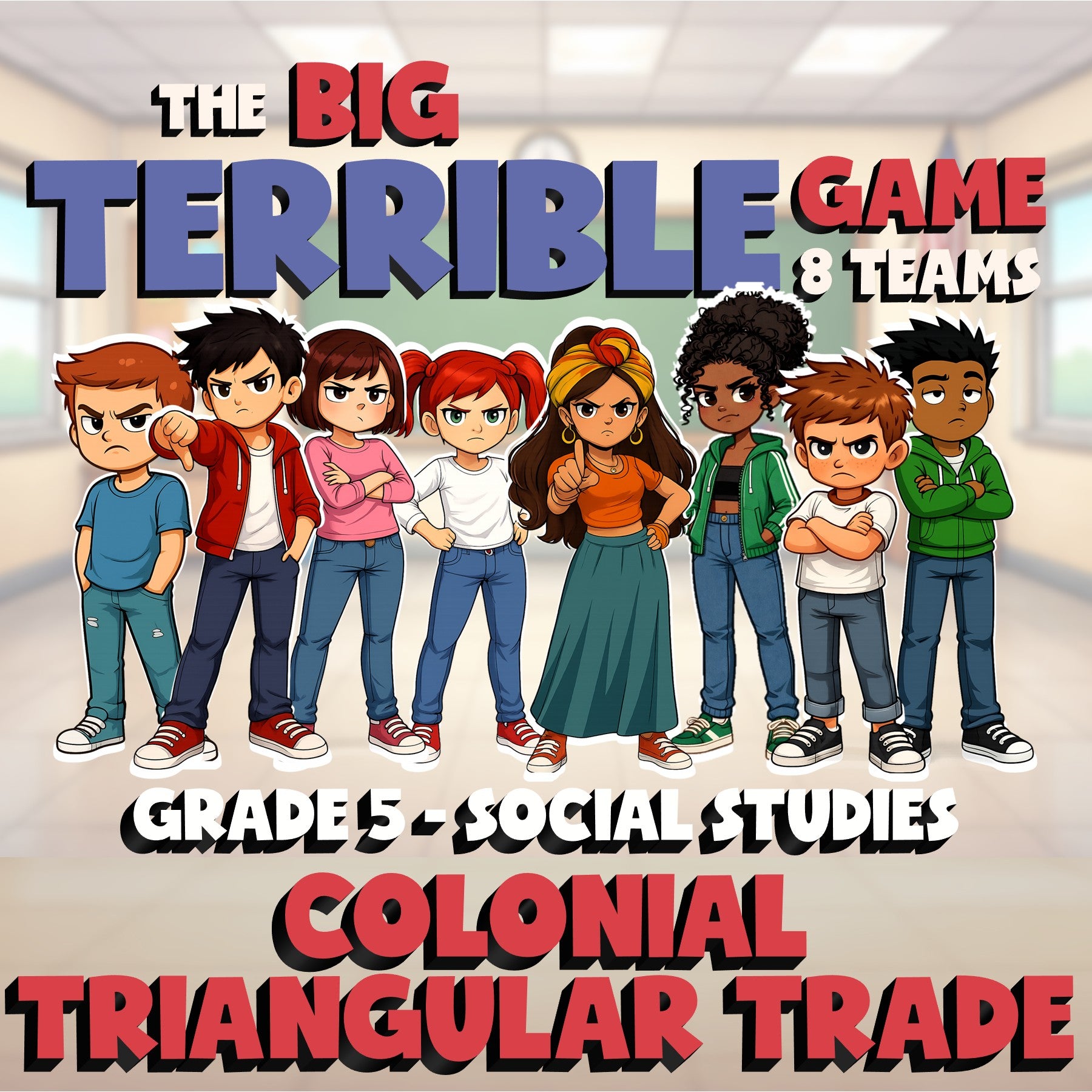Colonial Triangular Trade BIG TERRIBLE GAME - No Prep Grade 5 Socials Review