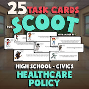 Healthcare Policy SCOOT TASK CARDS Civics Game - No Prep Review Activity