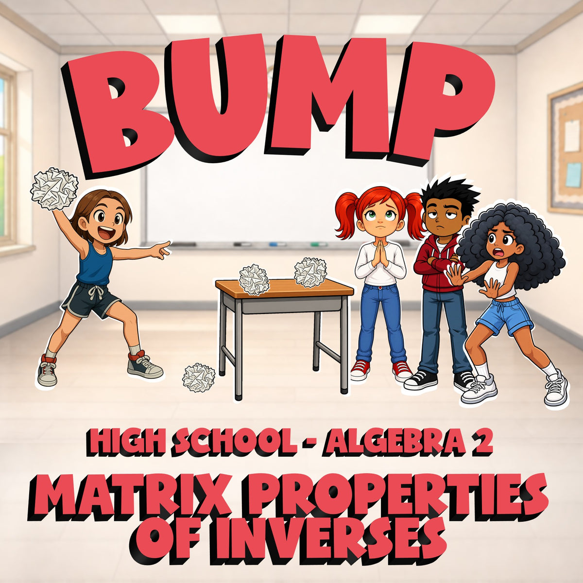 Matrix Properties of Inverses BUMP Math Game - No Prep Algebra 2 Review Activity