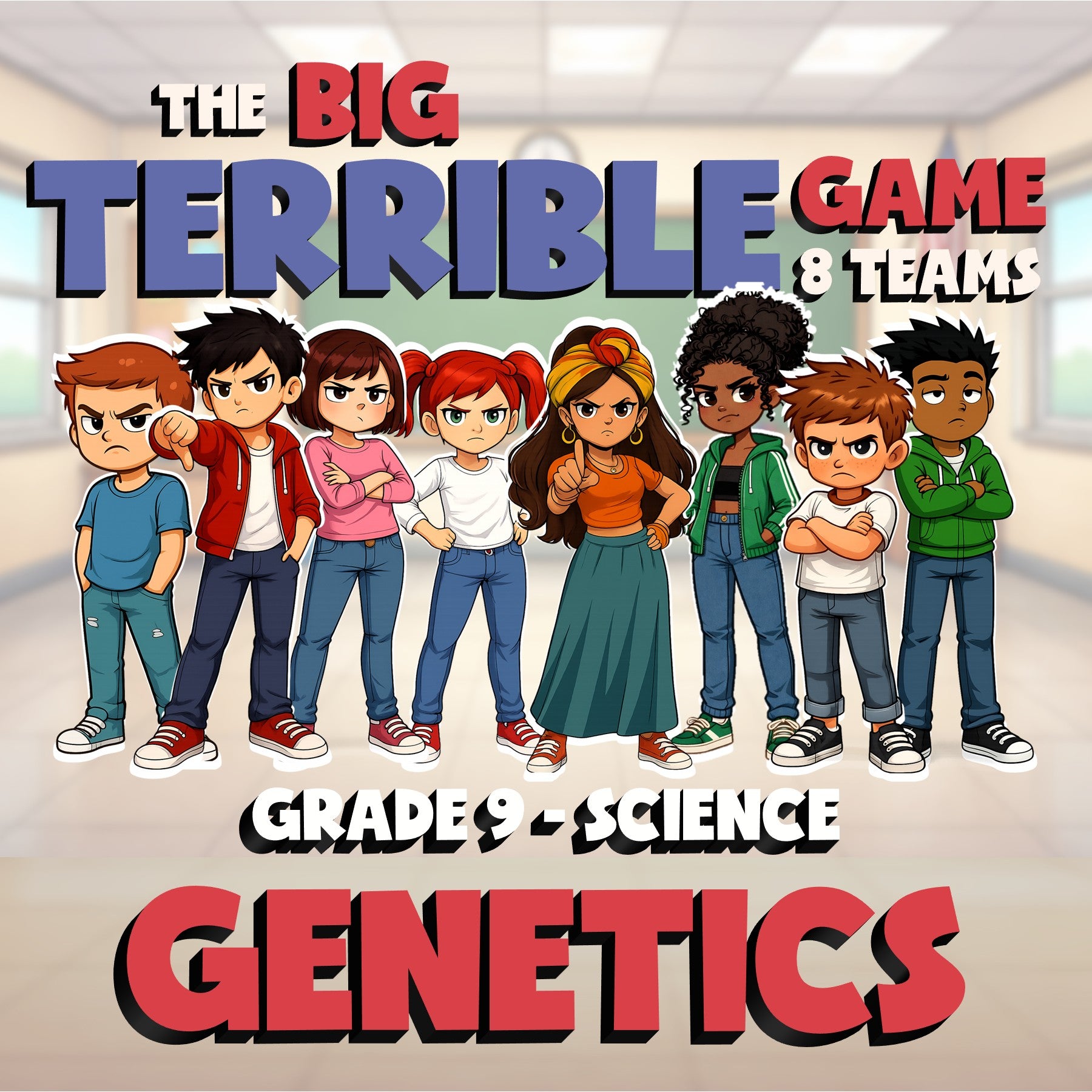Genetics BIG TERRIBLE GAME - No Prep Grade 9 Science Review Activity