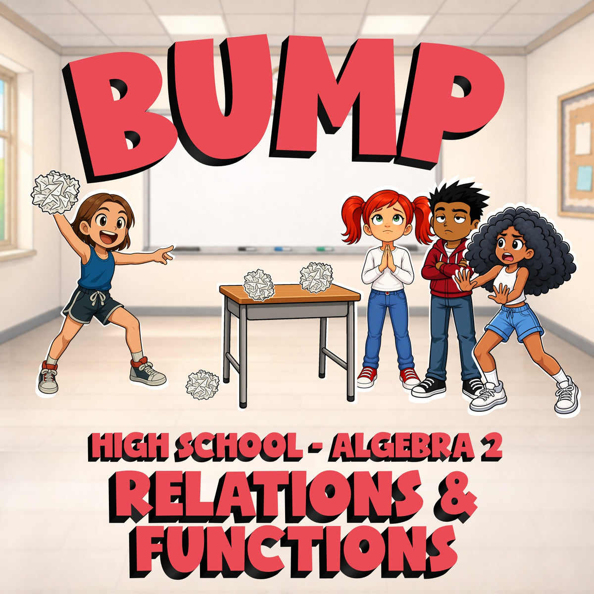 Relations & Functions BUMP Math Game - No Prep Algebra 2 Review Activity