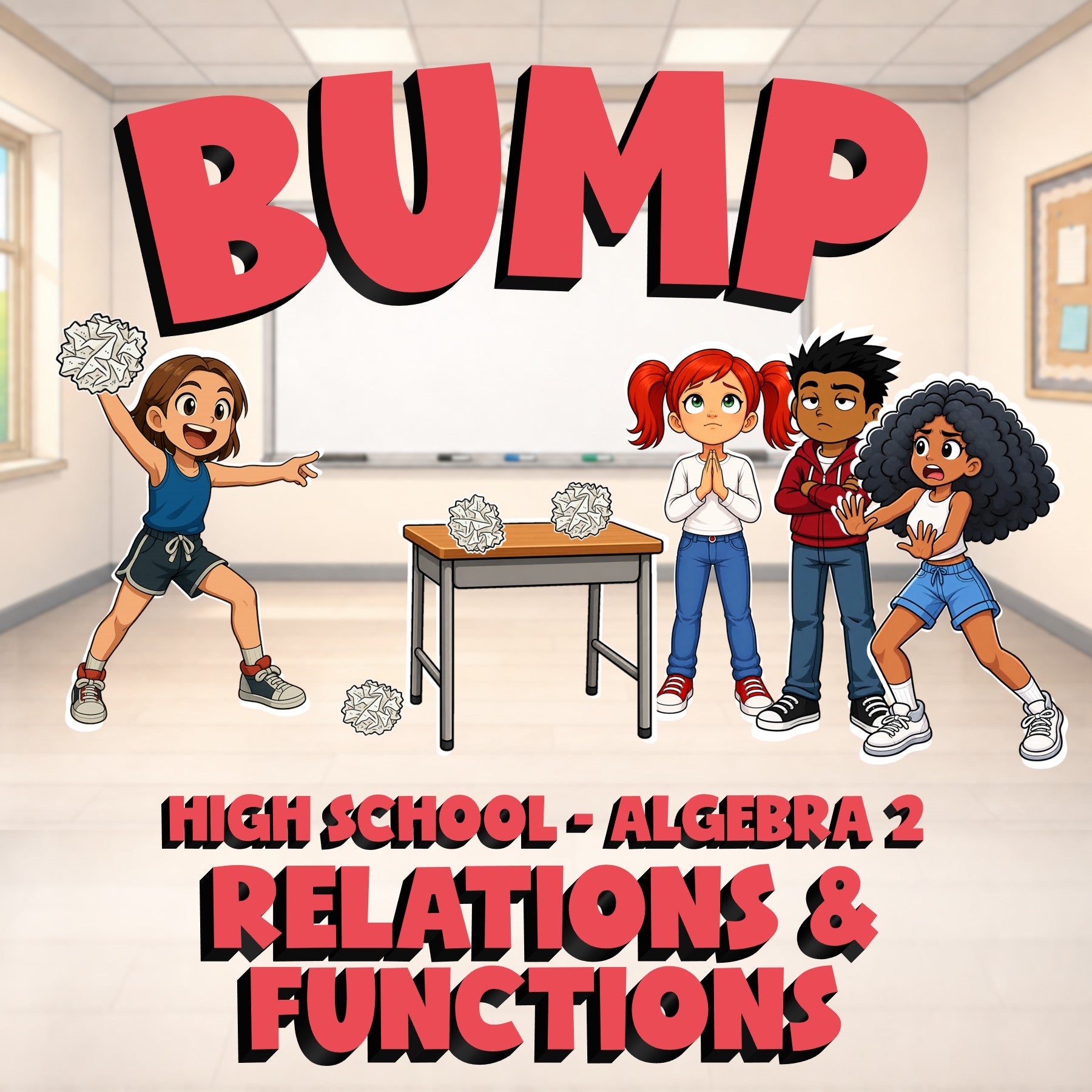 Relations & Functions BUMP Math Game - No Prep Algebra 2 Review Activity