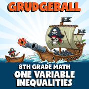 One Variable Inequalities GRUDGEBALL Math Game - No Prep Grade 8 Review Activity