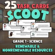 Renewable & Nonrenewable Resources SCOOT TASK CARDS Science Game - Grade 7