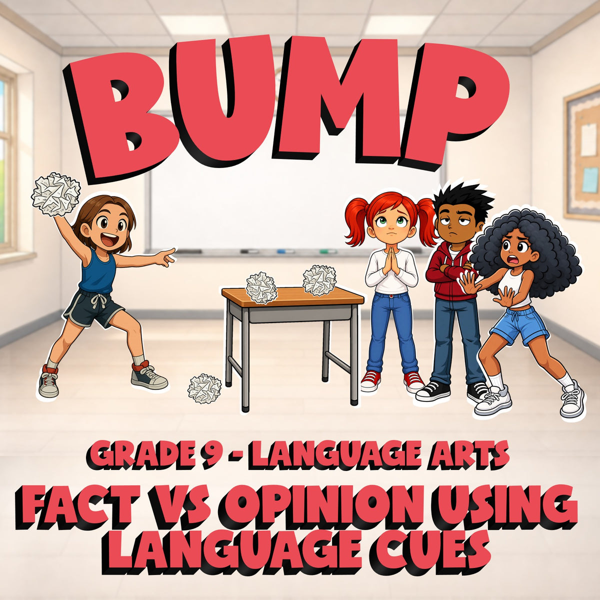 Fact vs Opinion Using Language Cues BUMP ELA Game - No Prep Grade 9 Review