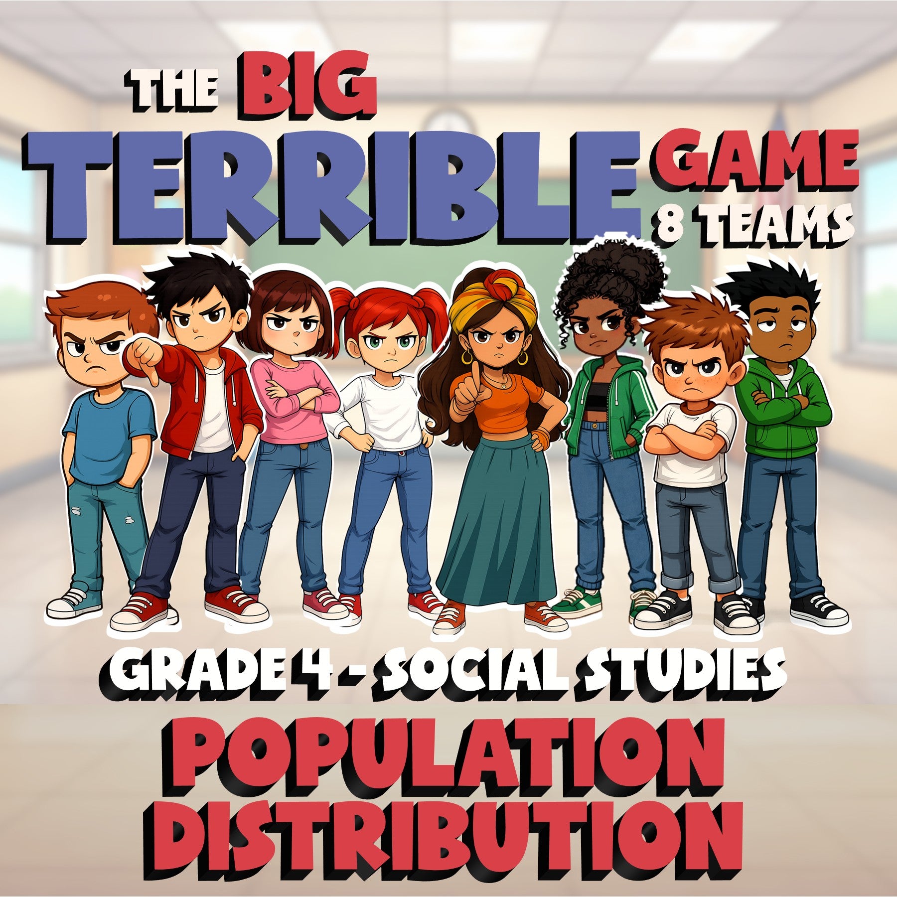 Population Distribution BIG TERRIBLE GAME - No Prep Grade 4 Socials Review