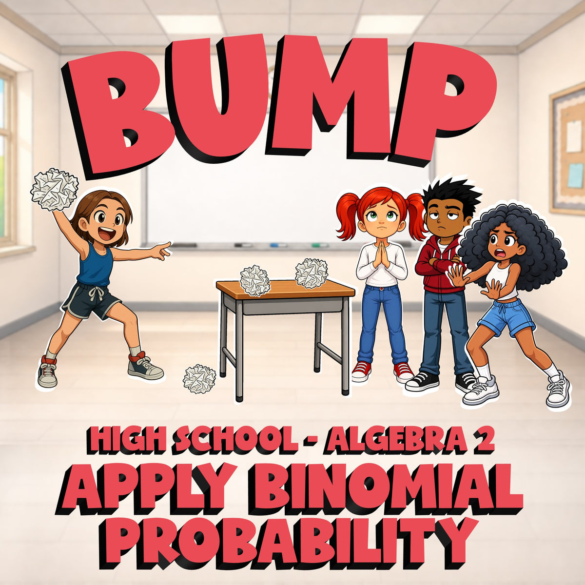 Apply Binomial Probability BUMP Math Game - No Prep Algebra 2 Review Activity