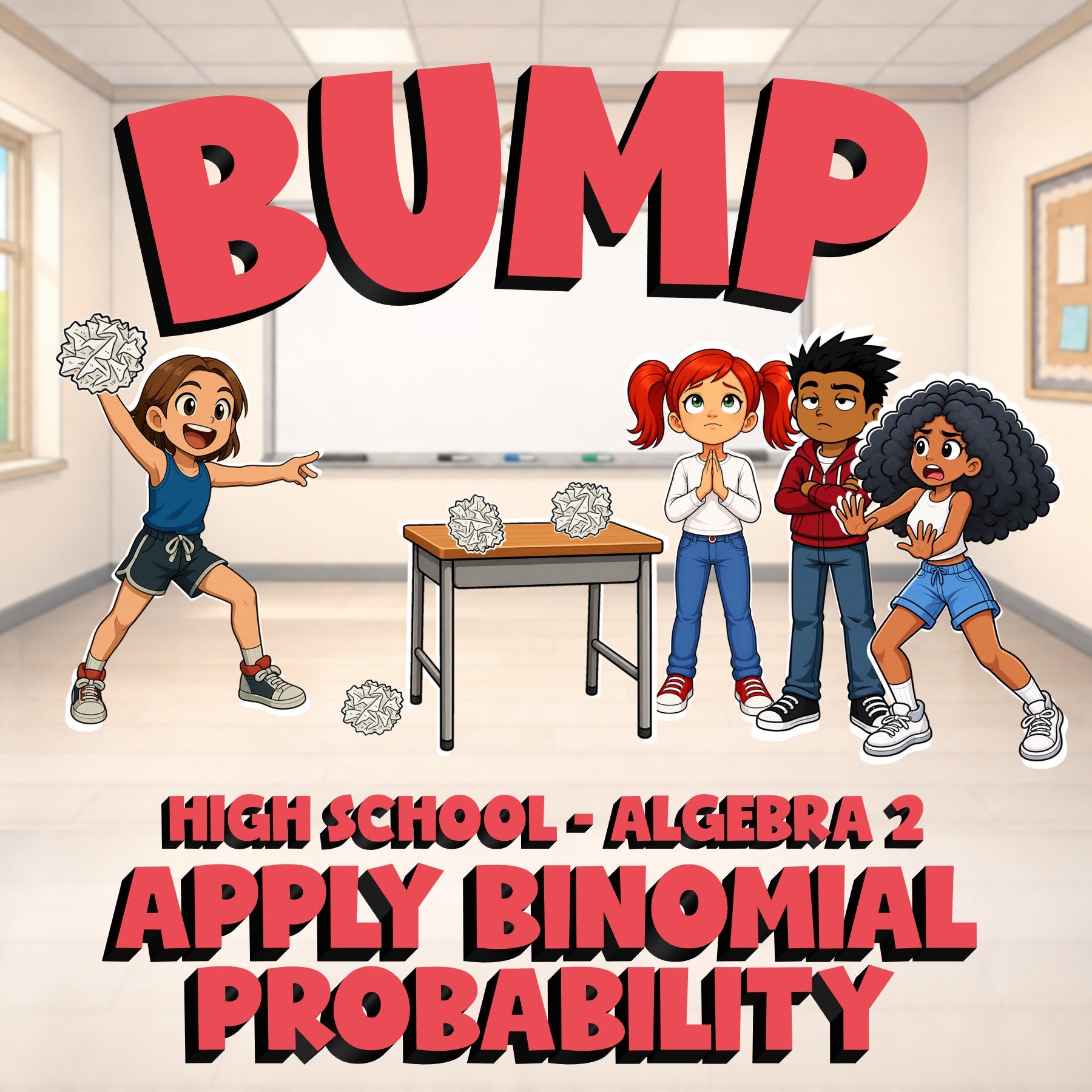 Apply Binomial Probability BUMP Math Game - No Prep Algebra 2 Review Activity