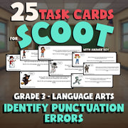 Identify Punctuation Errors SCOOT TASK CARDS ELA Game - No Prep Grade 3 Review