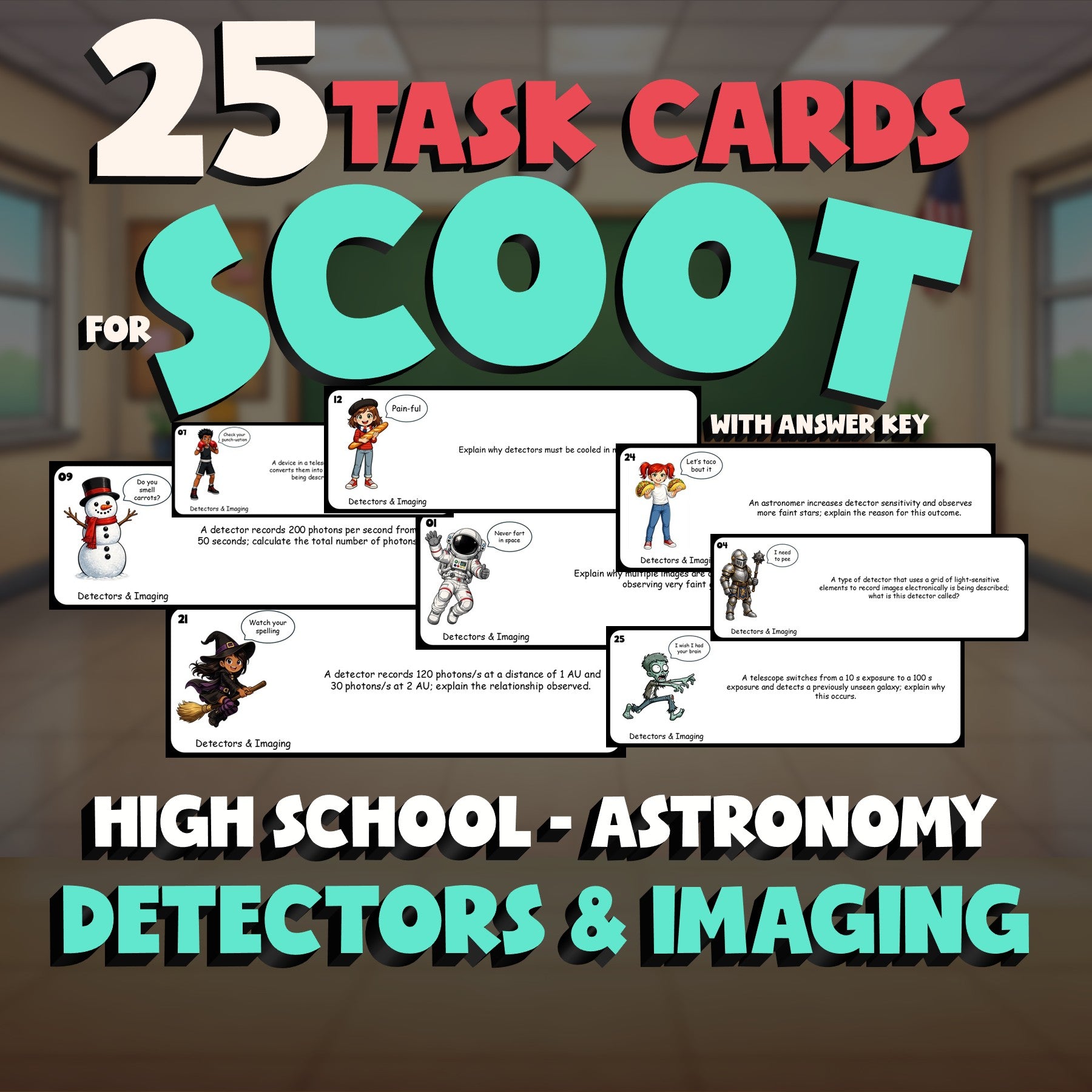 Detectors & Imaging SCOOT TASK CARDS Science Game - No Prep Astronomy Review