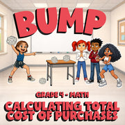 Calculating Total Cost of Purchases BUMP Math Game - No Prep Grade 4 Review