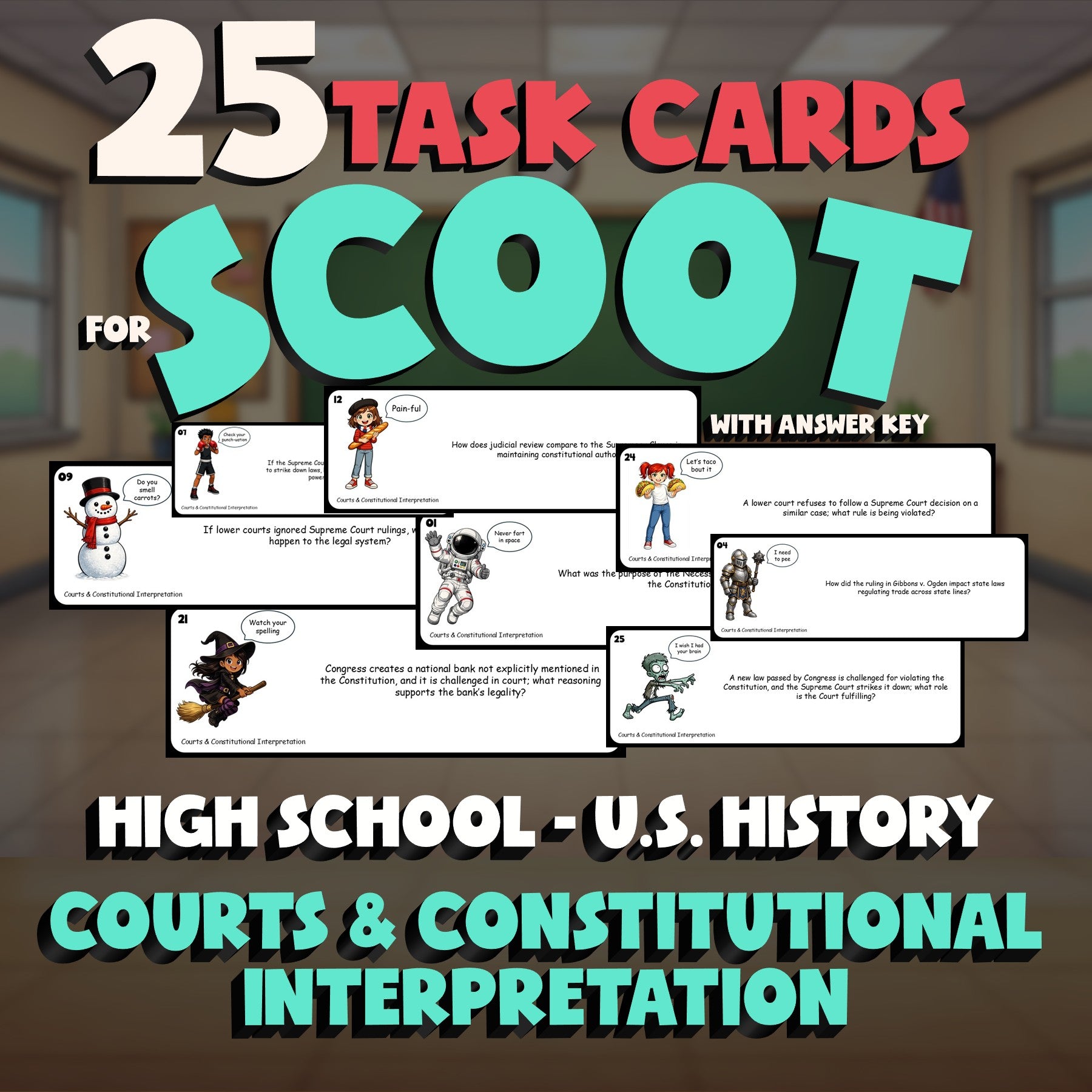 Courts & Constitutional Interpretation SCOOT TASK CARDS U.S. History Game