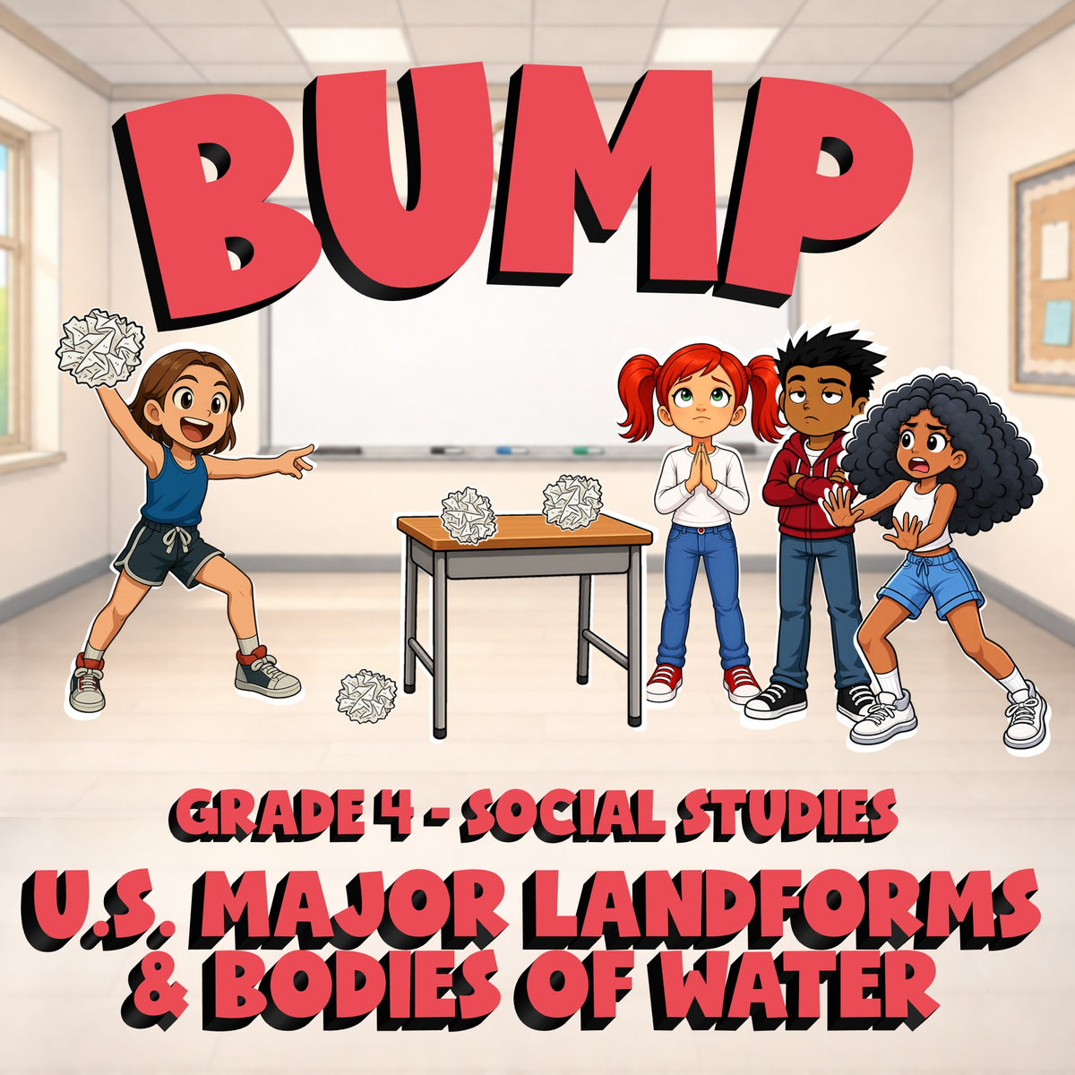 U.S. Major Landforms & Bodies of Water BUMP Socials Game - No Prep Grade 4