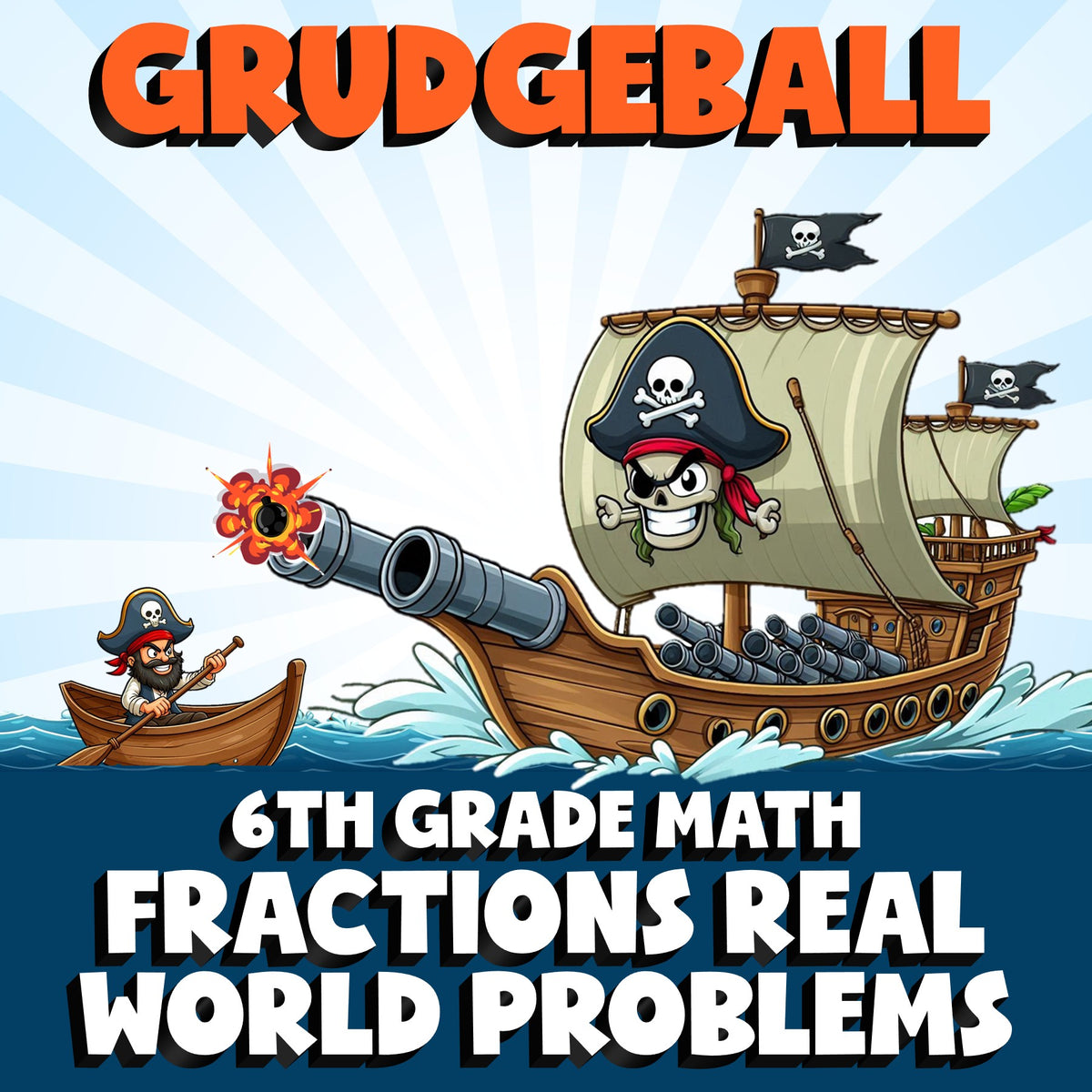 Fractions Real World Problems GRUDGEBALL Math Game - No Prep Grade 6 Review
