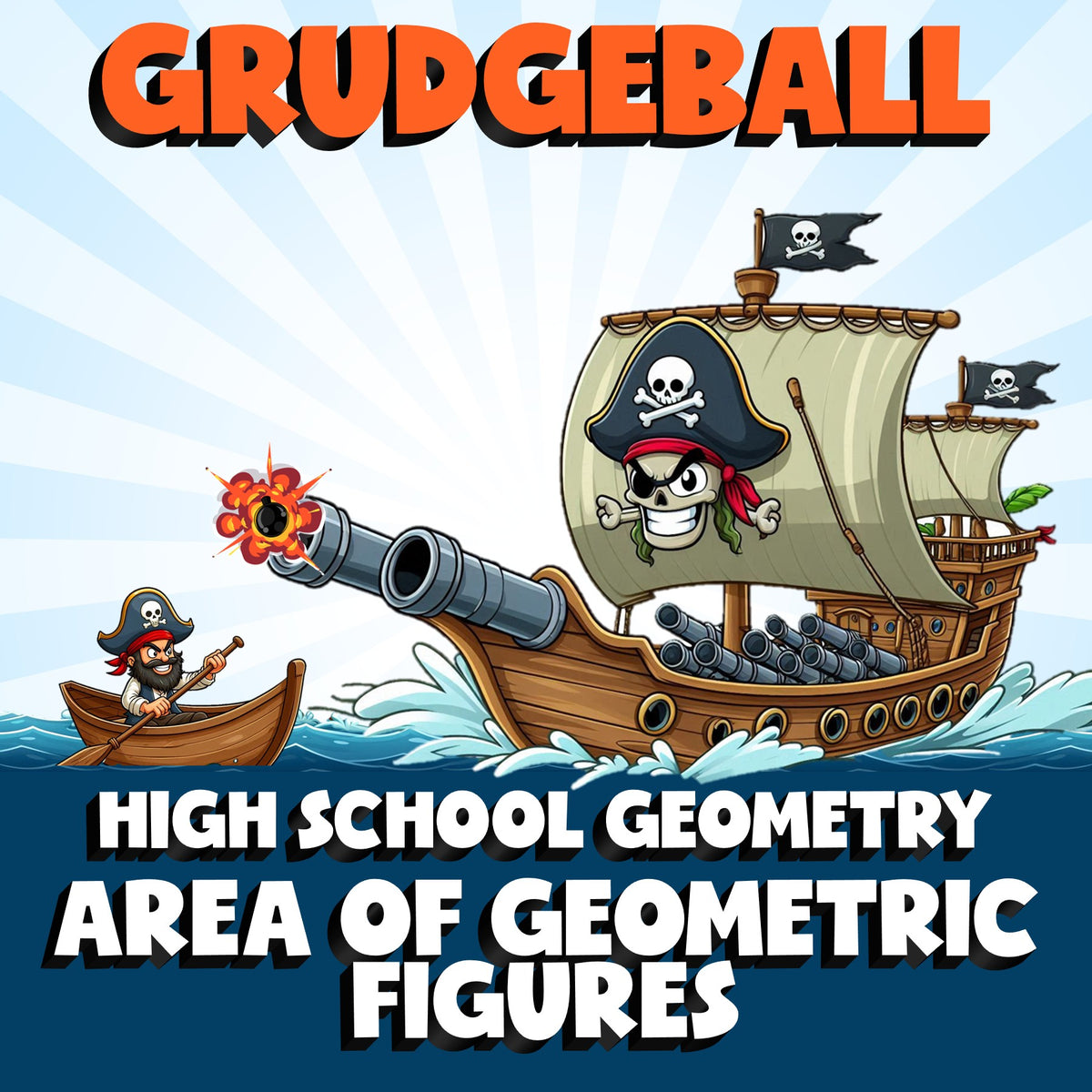 Area of Geometric Figures GRUDGEBALL Math Game - No Prep Geometry Review