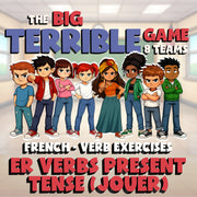 ER Verbs Present Tense (Jouer) BIG TERRIBLE GAME - No Prep French Exercise