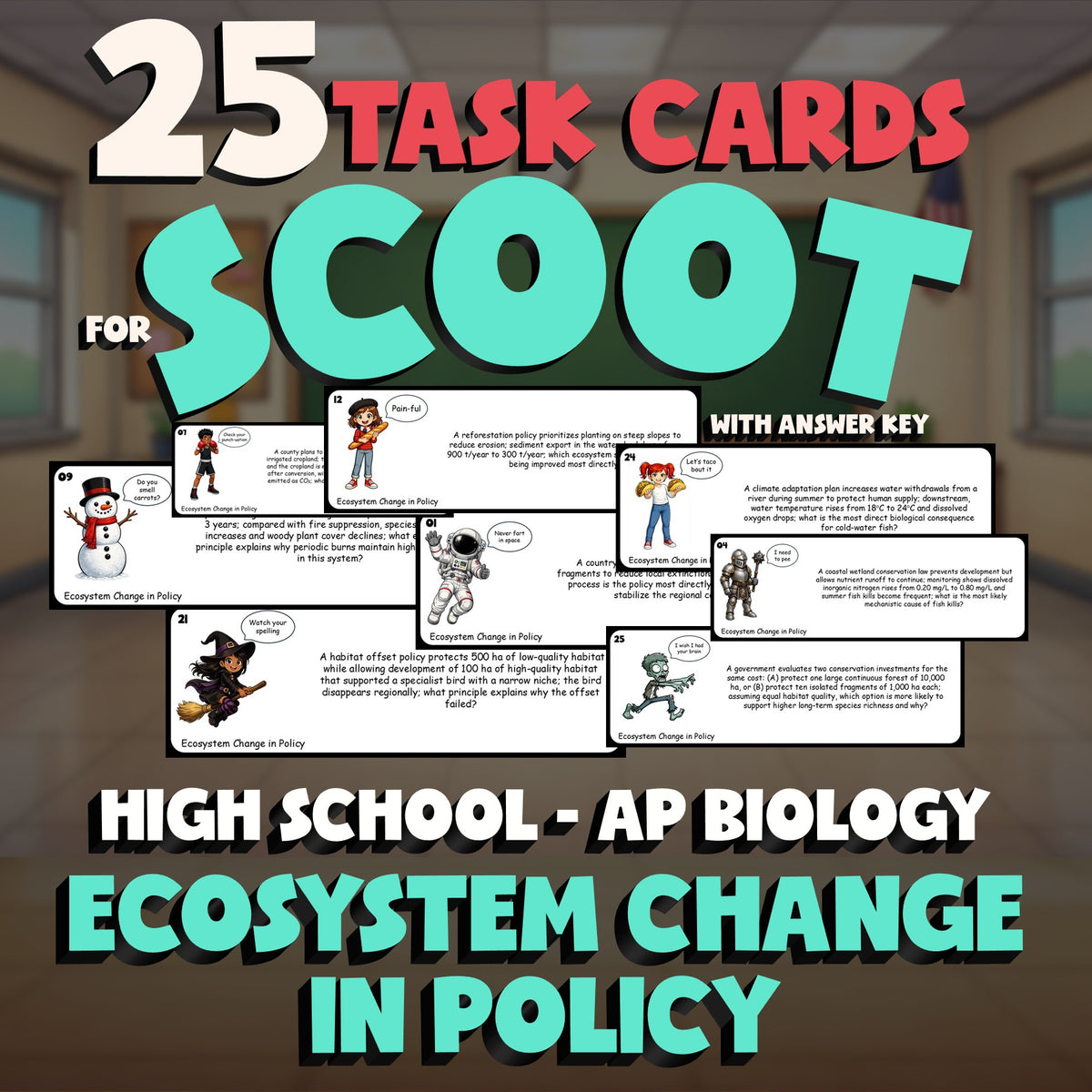Ecosystem Change in Policy SCOOT TASK CARDS Science Game - No Prep AP Biology