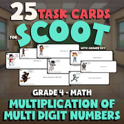 Multiplication of Multi Digit Numbers SCOOT TASK CARDS Math Game - Grade 4