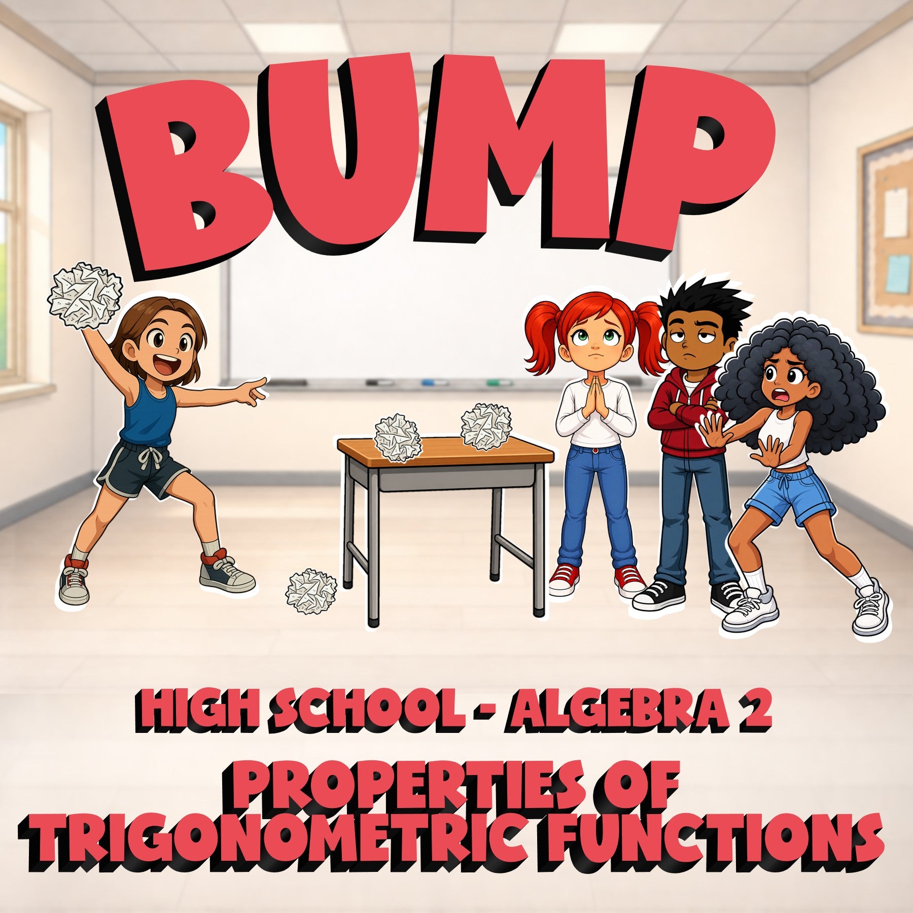 Properties of Trigonometric Functions BUMP Math Game - No Prep Algebra 2 Review