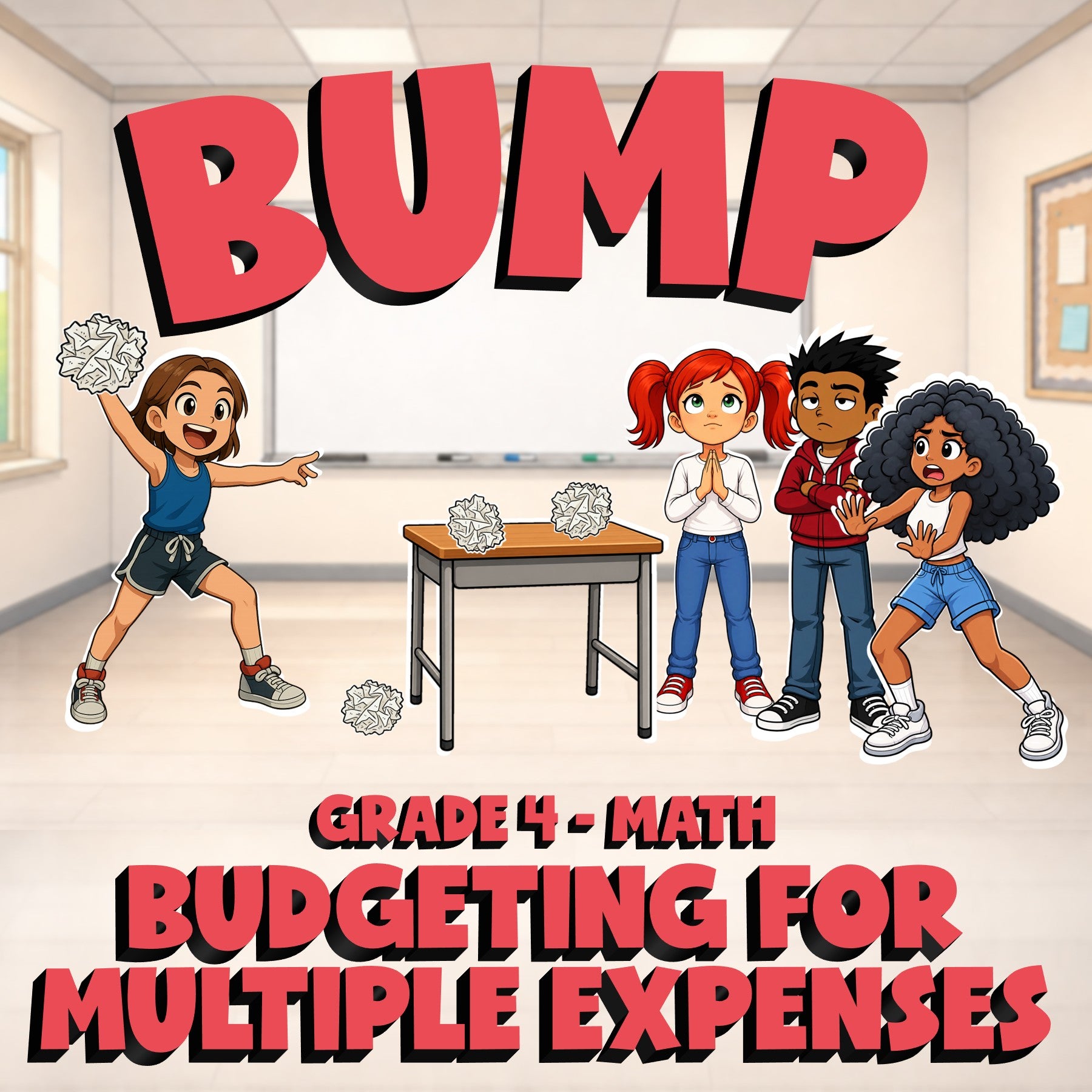 Budgeting for Multiple Expenses BUMP Math Game - No Prep Grade 4 Review Activity
