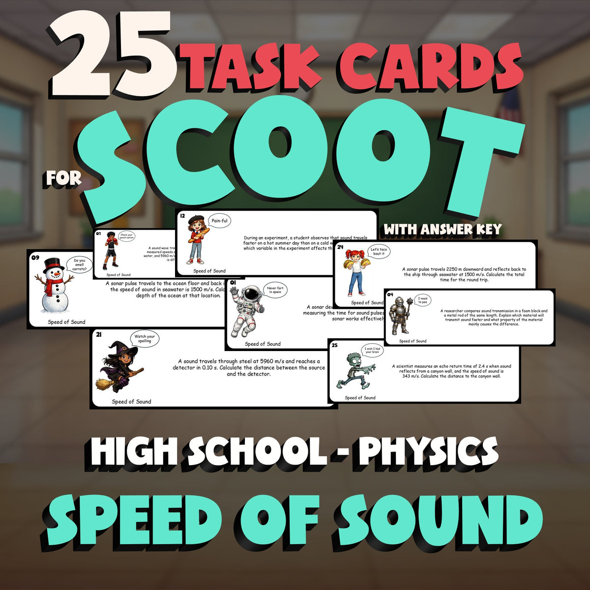 Speed of Sound SCOOT TASK CARDS Science Game - No Prep Physics Review Activity