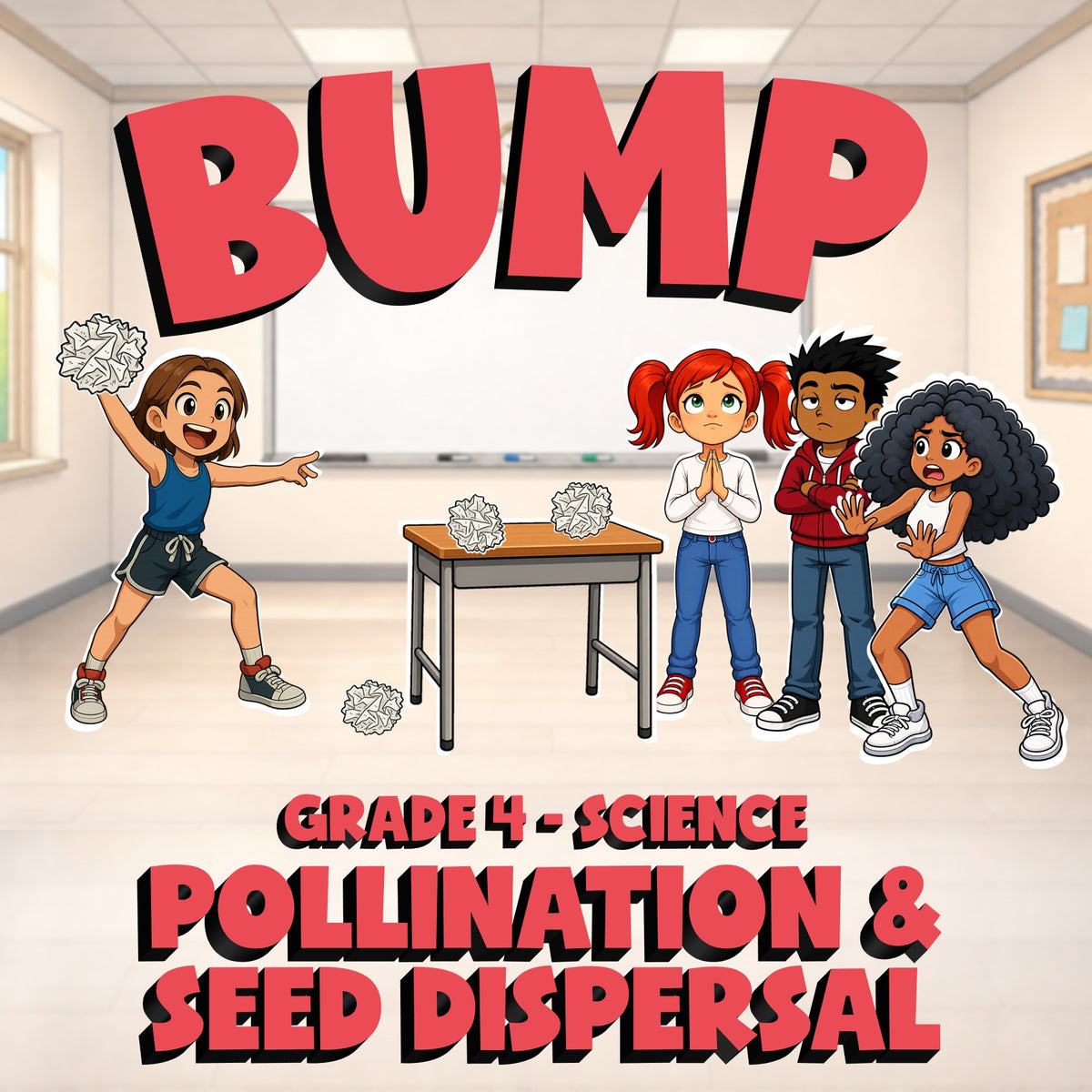 Pollination & Seed Dispersal BUMP Science Game - No Prep Grade 4 Review Activity