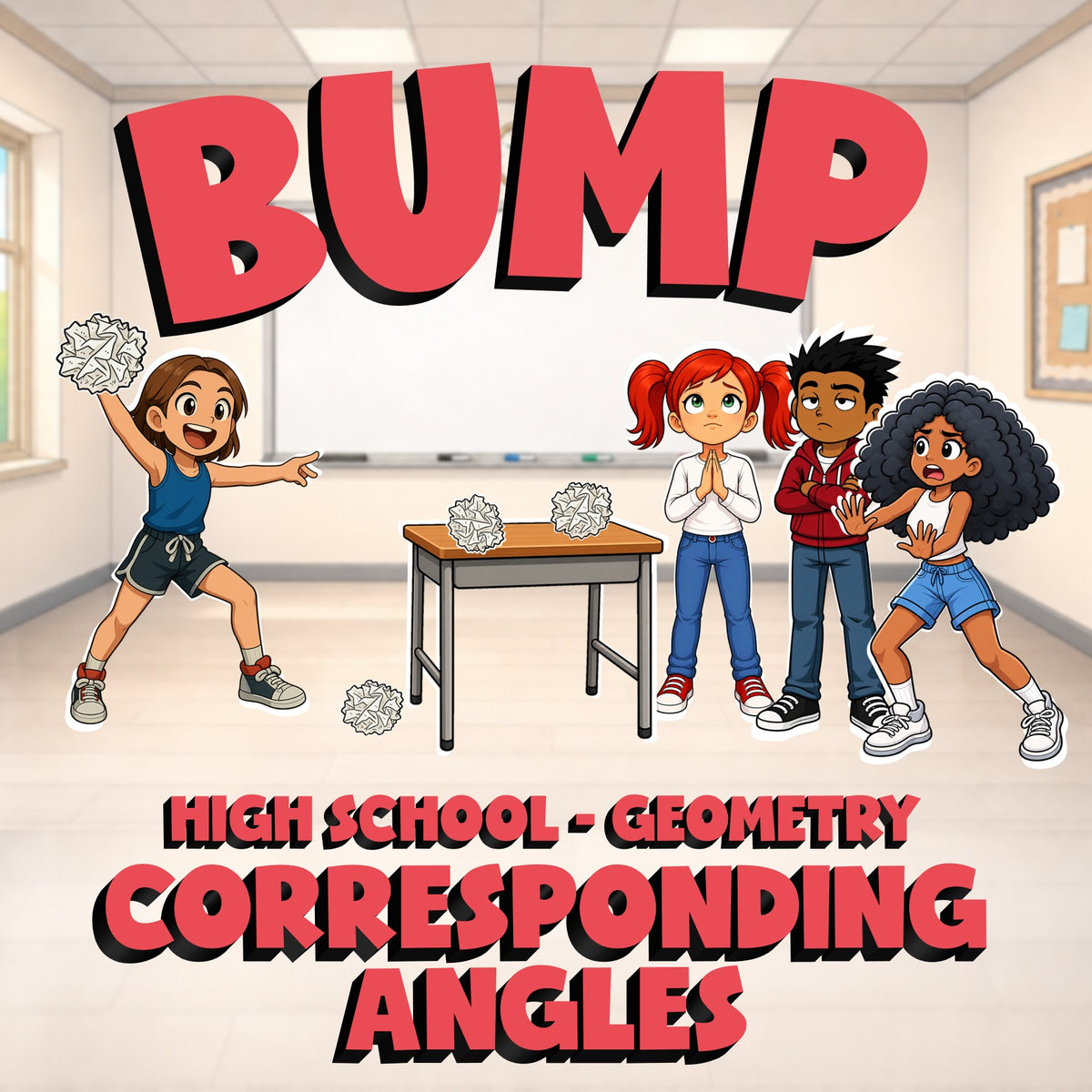 Corresponding Angles BUMP Math Game - No Prep Geometry Review Activity