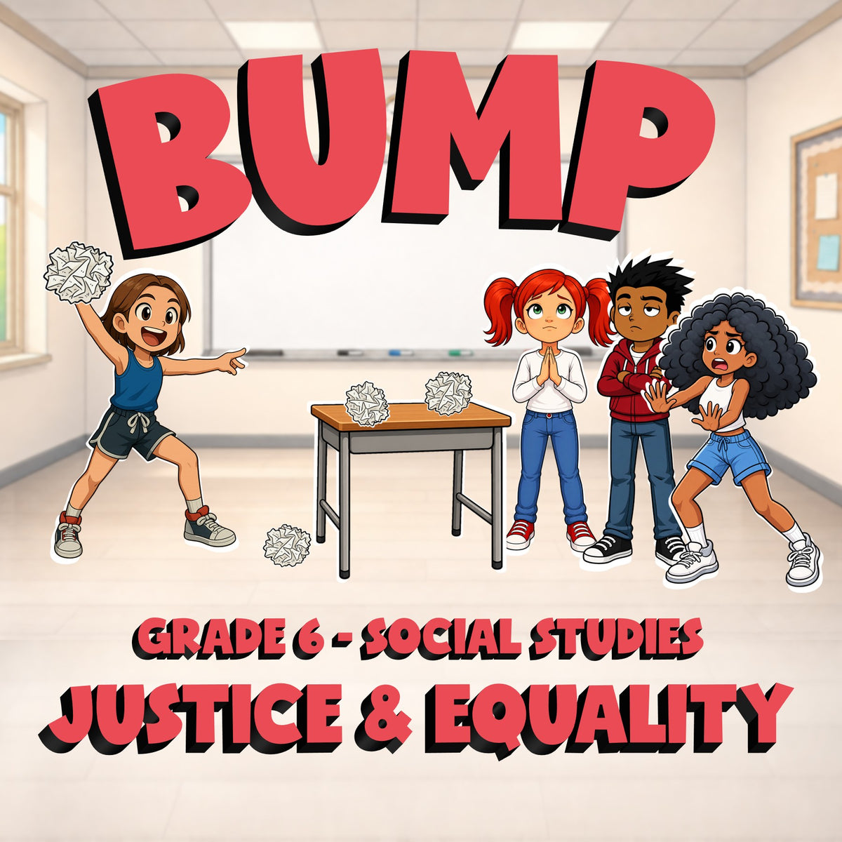 Justice & Equality BUMP Socials Game - No Prep Grade 6 Review Activity