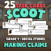 Making Claims SCOOT TASK CARDS Socials Game - No Prep Grade 4 Review Activity