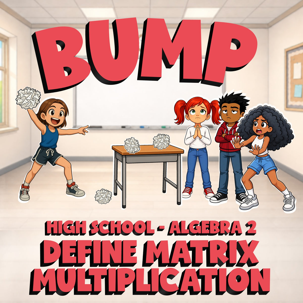 Define Matrix Multiplication BUMP Math Game - No Prep Algebra 2 Review Activity