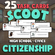 Citizenship SCOOT TASK CARDS Civics Game - No Prep Review Activity