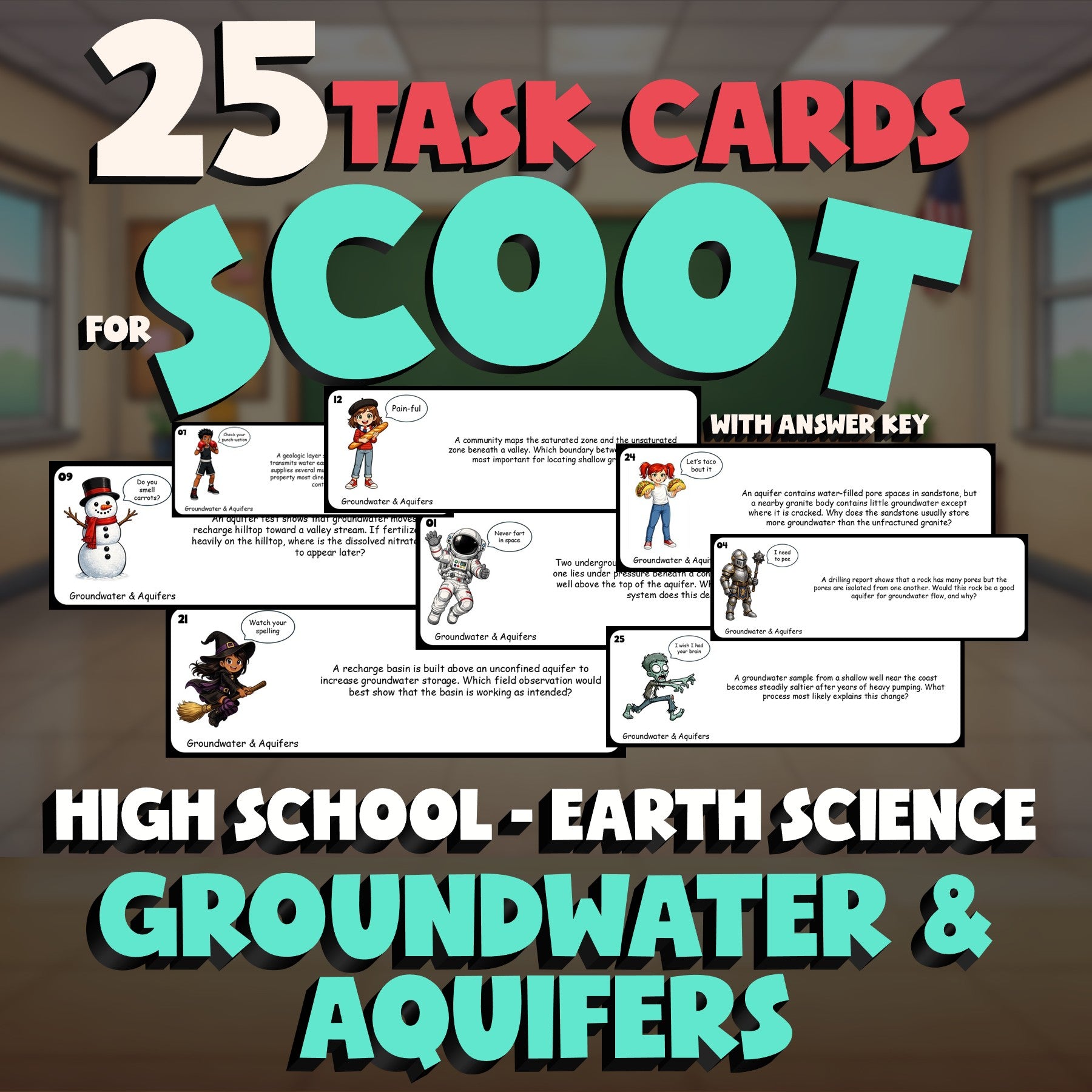 Groundwater & Aquifers SCOOT TASK CARDS Game - No Prep Earth Science Review