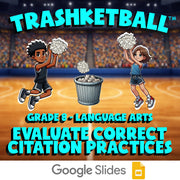Evaluate Correct Citation Practices TRASHKETBALL ELA Game - No Prep Grade 8