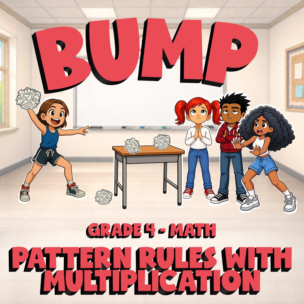 Pattern Rules with Multiplication BUMP Math Game - No Prep Grade 4 Review