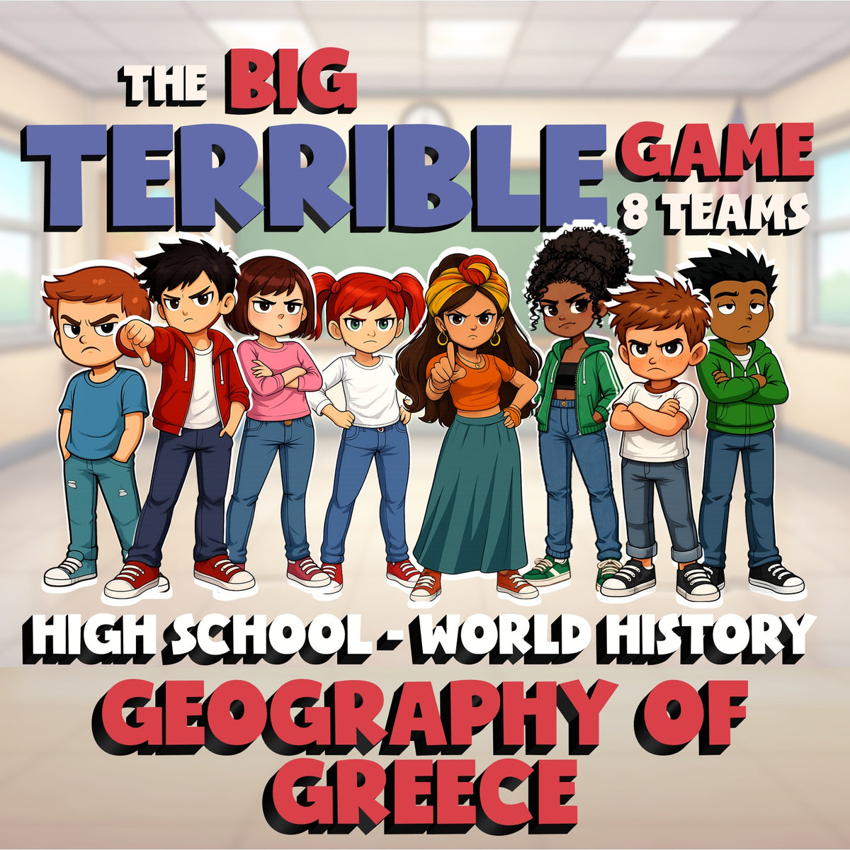 Geography of Greece BIG TERRIBLE GAME - No Prep World History Review Activity