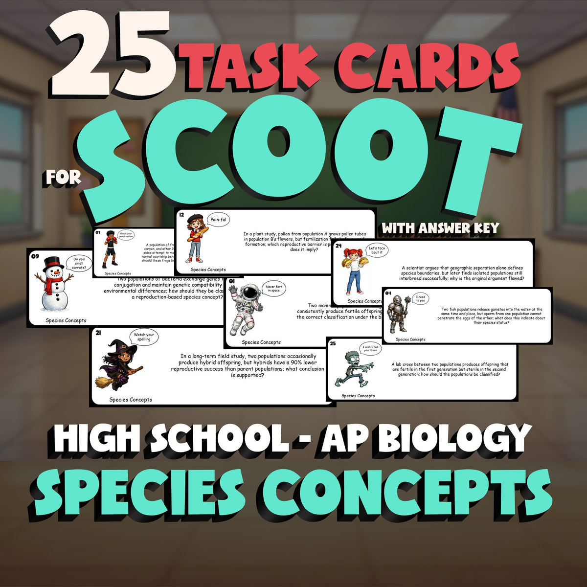 Species Concepts SCOOT TASK CARDS Science Game - No Prep AP Biology Review
