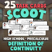 Definition of Continuity SCOOT TASK CARDS Math Game - No Prep PreCalculus Review