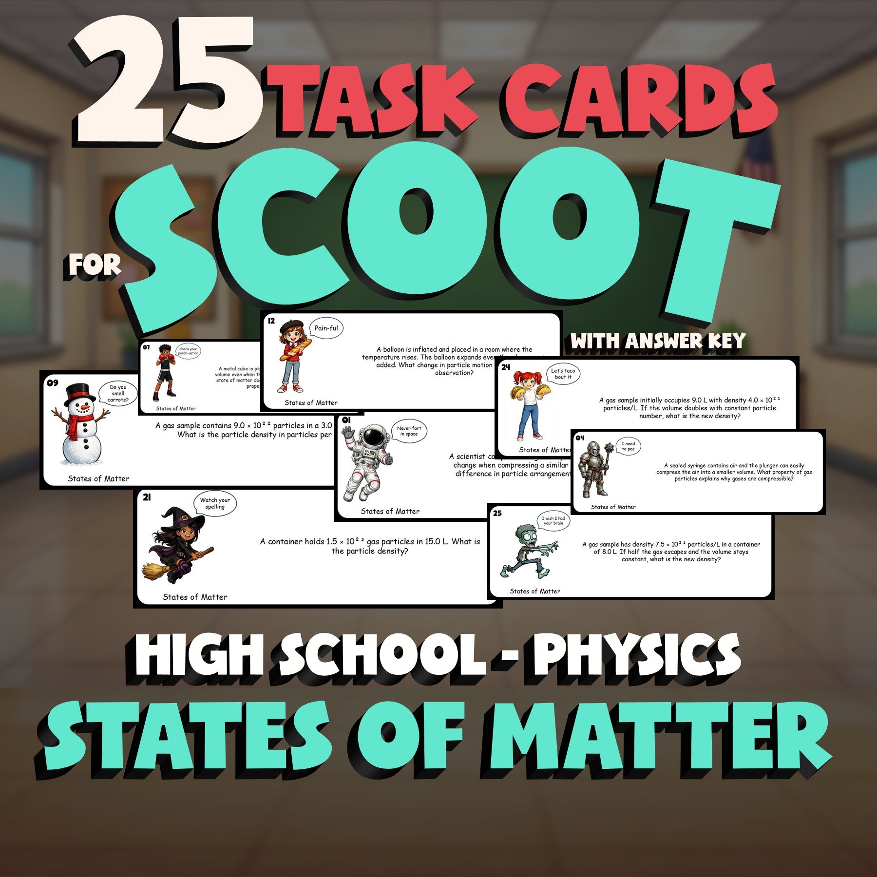 States of Matter SCOOT TASK CARDS Science Game - No Prep Physics Review Activity