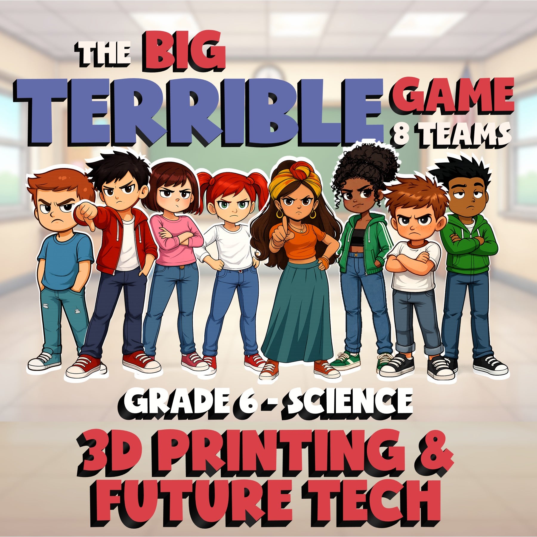 3D Printing & Future Tech BIG TERRIBLE GAME - No Prep Grade 6 Science Review