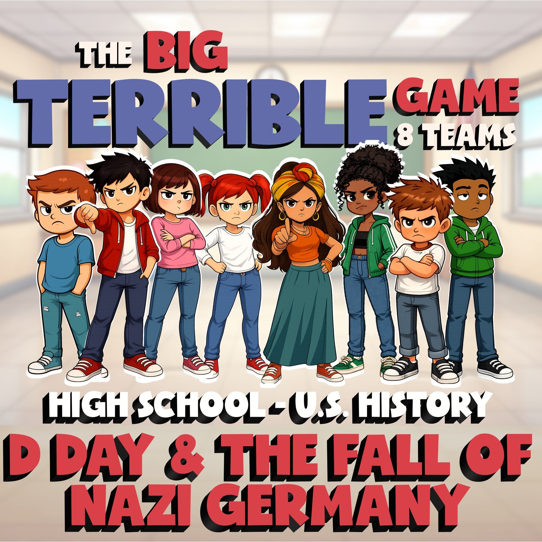 D Day & the Fall of Nazi Germany BIG TERRIBLE GAME - No Prep U.S. History Review