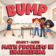 Math Problems in Engineering BUMP Math Game - No Prep Grade 7 Review Activity