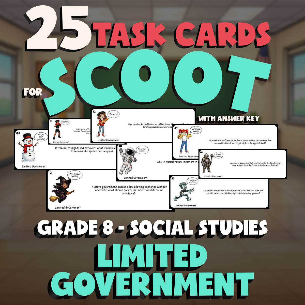 Limited Government SCOOT TASK CARDS Socials Game - No Prep Grade 8 Review