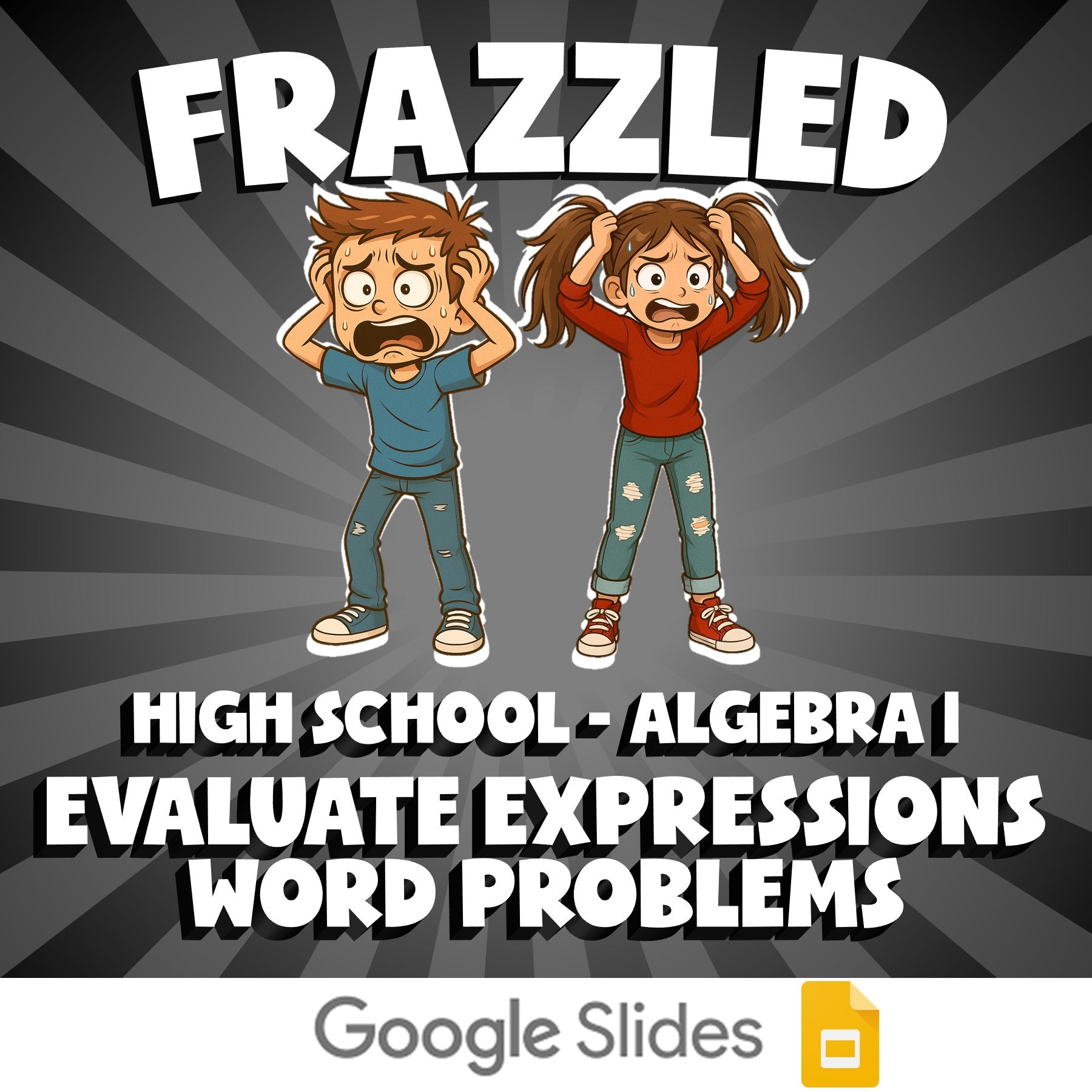 Evaluate Expressions Word Problems FRAZZLED Math Game - No Prep Algebra 1 Review
