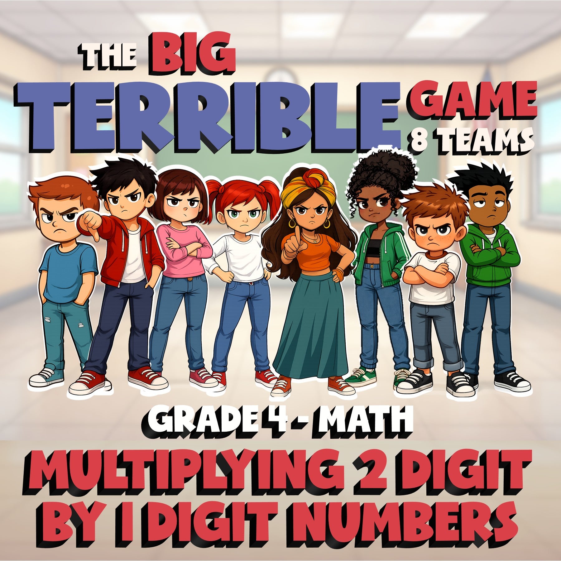 Multiplying 2 Digit by 1 Digit Numbers BIG TERRIBLE GAME - Grade 4 Math Review